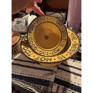 Williamsburg Artland Vintage Mustard Yellow Set Polka Dot 2pc